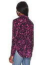view 3 of 4 Full Button Down Hipster Top in Berry Floral Print
