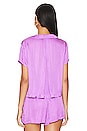 view 3 of 4 Cropped Notch Collar Top in Bright Orchid