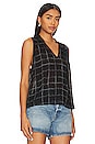 view 2 of 4 Ruffle Neck Tank in Stippled Plaid
