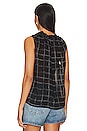 view 3 of 4 Ruffle Neck Tank in Stippled Plaid