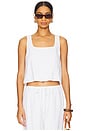 view 1 of 4 Square Neck Button Back Tank in White