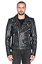 view 2 of 5 BLOUSON EN CUIR 5 in Blue Black