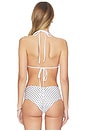 view 3 of 4 Maris Wide Triangle Bikini Top in White Polka