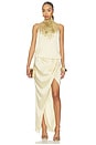 view 1 of 4 ROBE HALTERNECK SAND PEARL EMBROIDERED in Beige