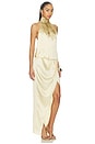 view 2 of 4 ROBE HALTERNECK SAND PEARL EMBROIDERED in Beige