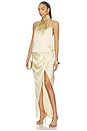view 3 of 4 ROBE HALTERNECK SAND PEARL EMBROIDERED in Beige