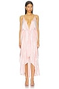view 4 of 5 Open Shoulder Foulard Print Dress in Rose & Blanc in Pink & White