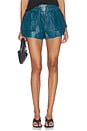 view 1 of 7 2 Pocket Lambskin Shorts in Bleu Canard