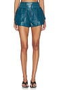 view 2 of 7 2 Pocket Lambskin Shorts in Bleu Canard