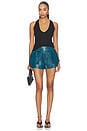 view 6 of 7 2 Pocket Lambskin Shorts in Bleu Canard