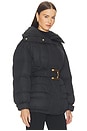 view 4 of 5 High Collar Belted Puffer Coat in Noir