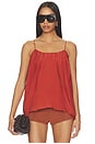 view 1 of 4 Thin Straps Draped Crepe Top in Rouge Ocre
