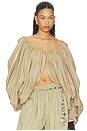 view 1 of 4 Draped Cotton Blouse in Beige Foncé in Beige Fonc?