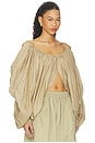 view 2 of 4 Draped Cotton Blouse in Beige Foncé in Beige Fonc?