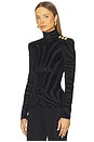 view 2 of 5 Buttoned Bouclette Zebra Top in Black