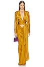 view 1 of 3 Open Neck Draped Viscose Jersey Top in Orange-Moutarde
