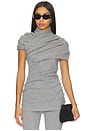 view 1 of 5 Short Sleeve Draped Top in Gris Chin? Clair