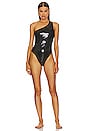 view 2 of 5 One Shoulder One Piece Swimsuit in Black
