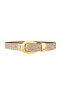 view 1 of 3 Victoria Croco Luster Belt in Light Taupe & Gold