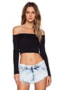 view 1 of 3 Off the Shoulder Crop Top in Black