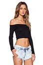 view 2 of 3 Off the Shoulder Crop Top in Black