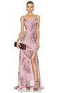 view 1 of 3 ROBE PRINT COWL NECK in Cameo Rose & Brown