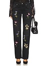 view 1 of 6 Embroidered Denim Straight Leg in Black & Brilliant Blue