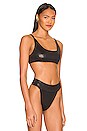 view 2 of 5 Gaia Bikini top in Metallic Black Shine