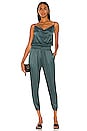 view 1 of 3 BLACK Sleek Textured Jumpsuit in Deep Sage