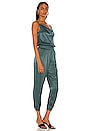 view 2 of 3 BLACK Sleek Textured Jumpsuit in Deep Sage