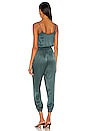 view 3 of 3 BLACK Sleek Textured Jumpsuit in Deep Sage