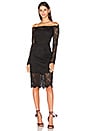 view 1 of 4 BLACK Lace Crochet Overlay Long Sleeve Off The Shoulder Dress in Black