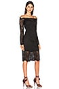 view 2 of 4 BLACK Lace Crochet Overlay Long Sleeve Off The Shoulder Dress in Black