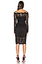 view 3 of 4 BLACK Lace Crochet Overlay Long Sleeve Off The Shoulder Dress in Black