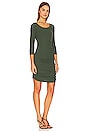 view 2 of 3 3/4 Sleeve Shirred Mini Dress in Ficus
