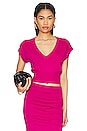 view 1 of 4 Black V Neck Cropped Sweater Vest in Pink