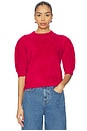 view 1 of 4 Mock Neck Puff Sleeve Sweater in Red