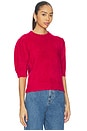 view 2 of 4 Mock Neck Puff Sleeve Sweater in Red
