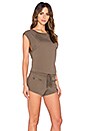 view 2 of 4 Lightweight Cashmere Terry Drawstring Romper in Fetch
