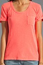view 3 of 4 Cotton Slub Pocket Tee in Neon Coral