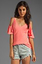 view 1 of 3 Lightweight Jersey Cold Shoulder Top in Neon Coral