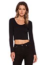 view 1 of 3 Cotton Lycra Long Sleeve Crop Top in Black