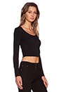 view 2 of 3 Cotton Lycra Long Sleeve Crop Top in Black