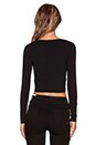 view 3 of 3 Cotton Lycra Long Sleeve Crop Top in Black