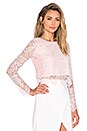 view 2 of 4 BLACK Lace Long Sleeve Crop Top in Blush