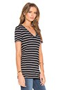 view 2 of 3 Double Stripe Jersey V Neck Tee in Black & Ice Grey
