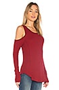 view 2 of 4 Modal Thermal Cold Shoulder Top in Cranberry
