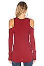 view 3 of 4 Modal Thermal Cold Shoulder Top in Cranberry