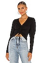 view 1 of 4 Light Weight Jersey Ruched Long Sleeve Top in Black