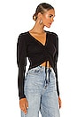 view 2 of 4 Light Weight Jersey Ruched Long Sleeve Top in Black